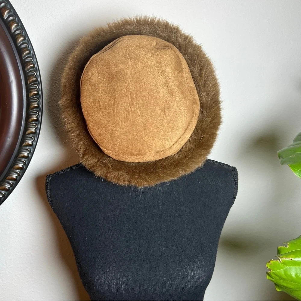 Betmar New York Women’s Faux Suede Tan Hat with Faux Fur Trim Size: O/S